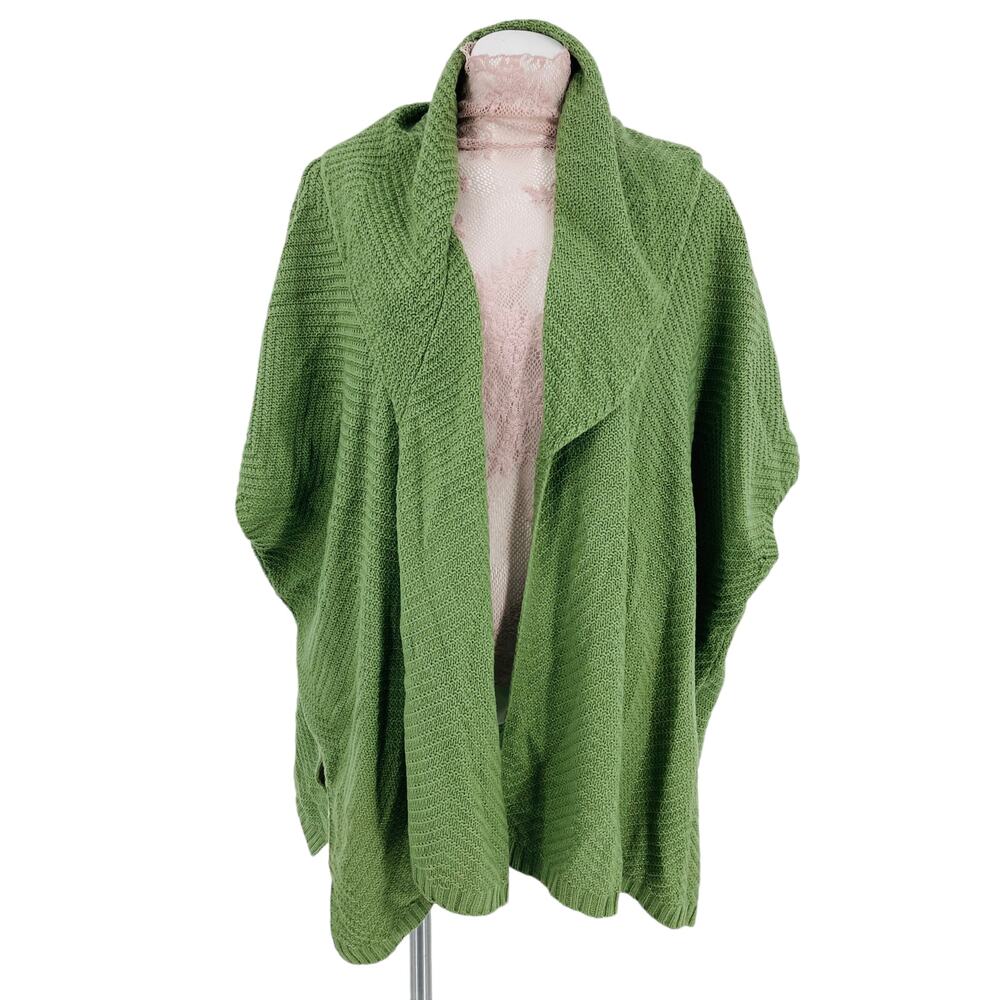 Military Hippie Candy Apple Green Open Front Cardigan Shrug Sweater